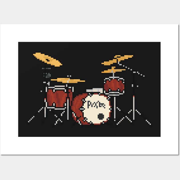 Pixel Red Pixie Drums Wall Art by gkillerb